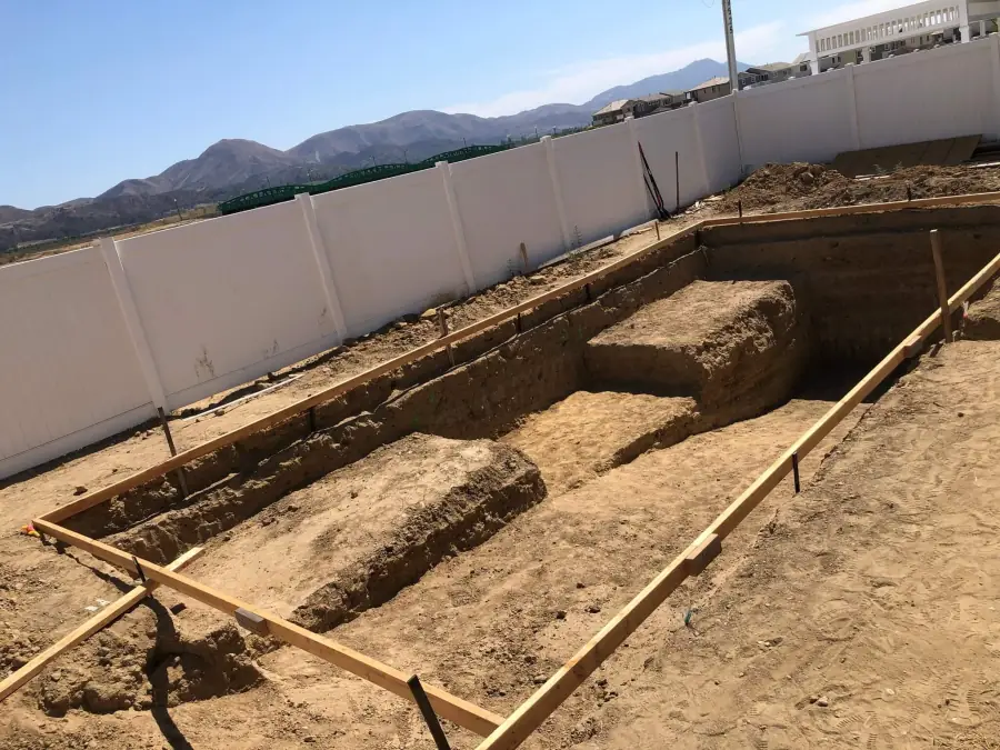 Excavation with wood forms for a new pool in Fillmore