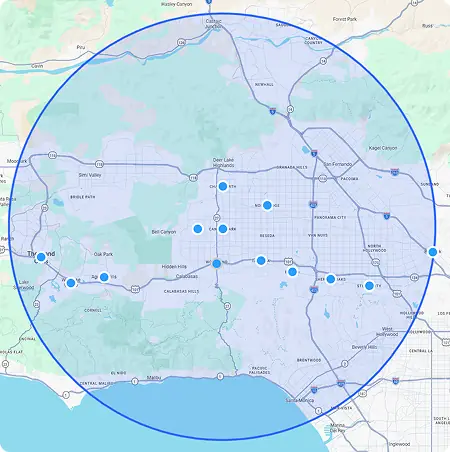 Service Areas 1 Map of the Los Angeles County and Valley areas served by SPEAR Pool Repair